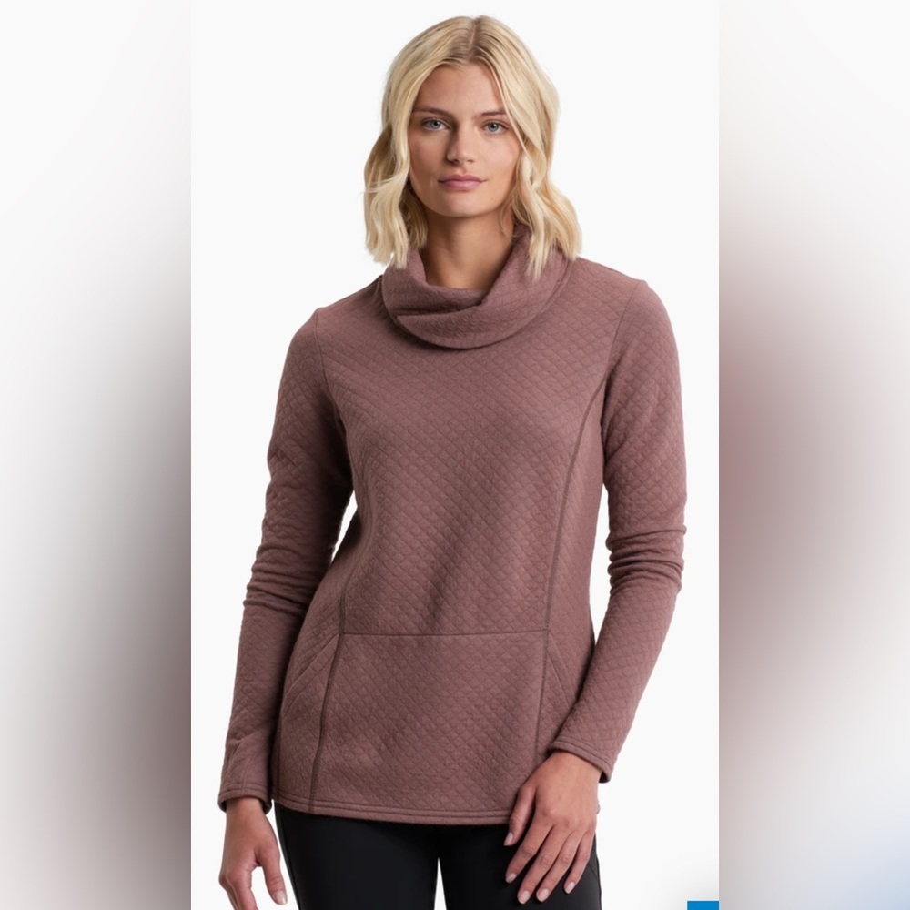 KUHL Athena Merino Wool Blend Pullover Sweater Women’s Size S Mauve Quilted - Picture 2 of 10